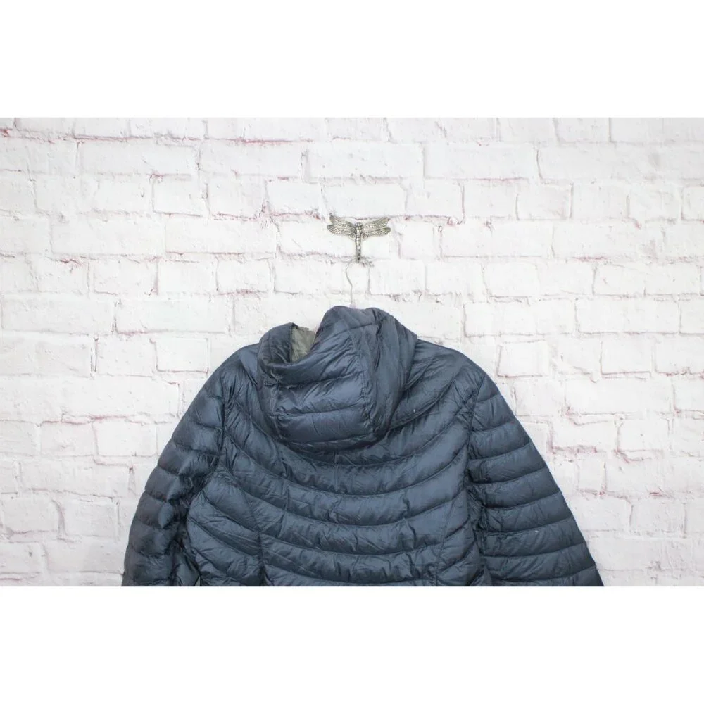 LL Bean Ultralight 850 Down Hooded Coat Three Quarter Length Mariner Blue XL - Picture 4 of 11